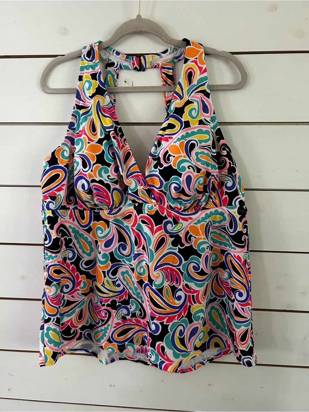 NWT Island Escape Paisley Multicolored Underwire Full Support Swim Tankini 24W